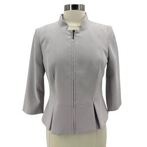 NWD WHBM Womens Petites 8P Jacket Flirty Zip Lilac Tint Pleated 3/4 Sleeve